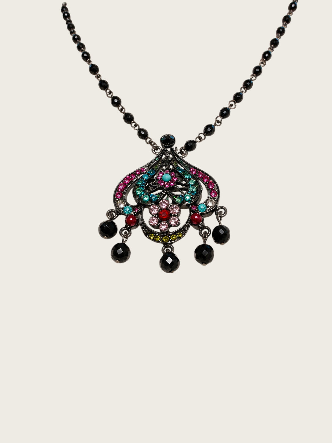tiara misu rhinestone necklace and brooch