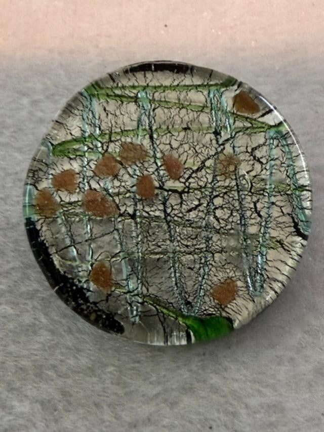 GLAS handmade OOAK round fused art-glass brooch