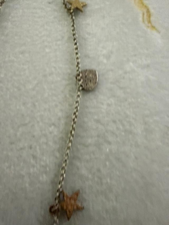 AEO American Eagle Silver Tone Charm Necklace 27" Peace Sign Heart Star