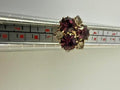 Purple Rhinestone Cluster Adjustable Cocktail Ring Gold Tone Size 5