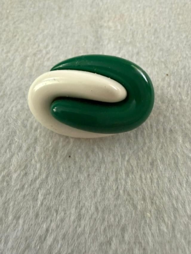 Vintage Green and White Abstract Swirl Pin 1.5" Mod Retro