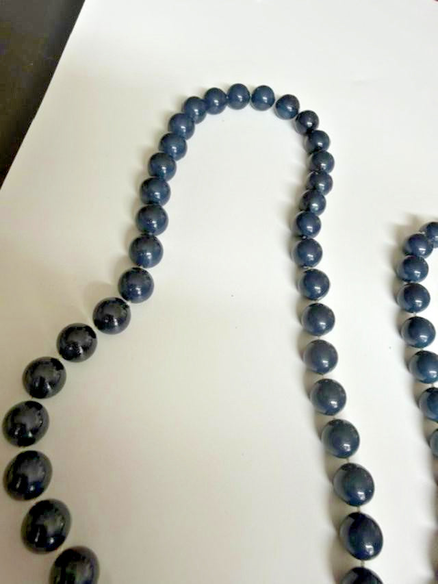 Beaded Necklace deep Navy Blue 56"