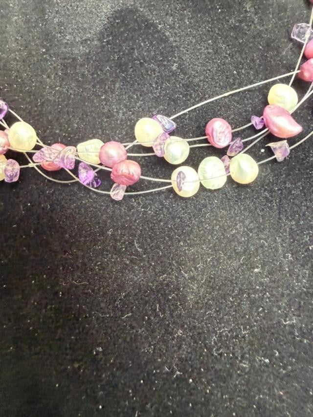 Pastel multi-strand illusion necklace