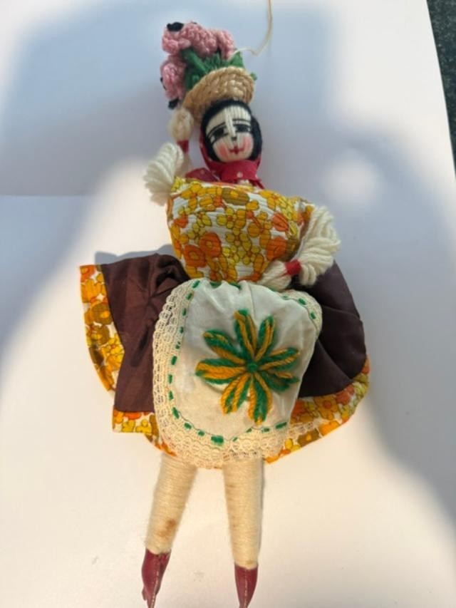 Vintage 1970s Portugal Folk Art Souvenir Doll 12" Traditional Costume Handmade