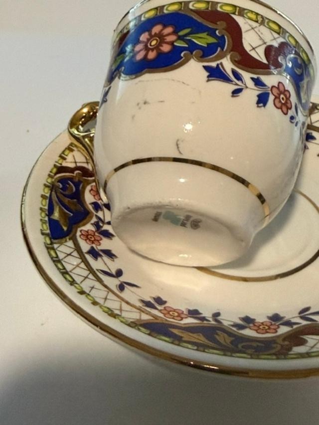 Vintage Alemdar Porselen Turkey Demitasse Cup & Saucer Floral Gold Gilt