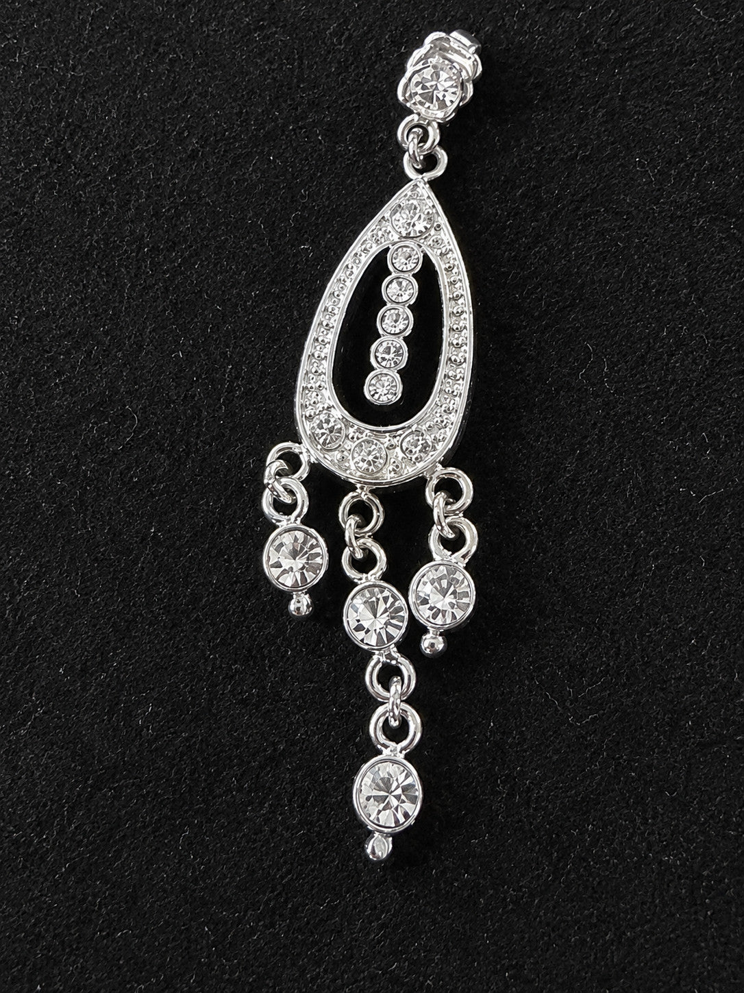 Avon Signed Silver-Tone Clear Rhinestone Chandelier Dangle Earrings Pierced