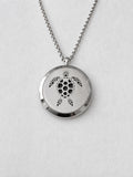 Sea Turtle Essential Oil Diffuser Locket Necklace Silver Tone 21" Chain