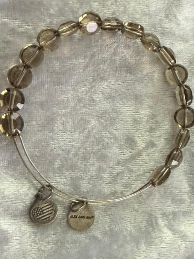 Alex and Ani i Crystal Bead Silver Tone Bracelet