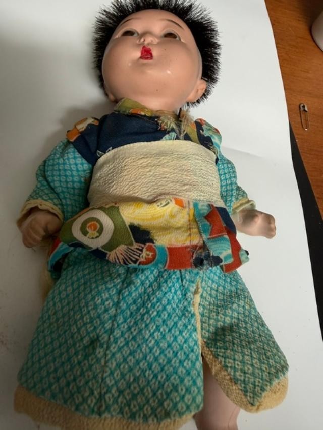 Antique Japanese Ichimatsu Boy Doll Gofun Composition Kimono Repair 10 Inch
