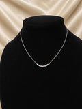 LOFT Silver Tone Clear Rhinestone Curved Bar Necklace 18.5” Adjustable
