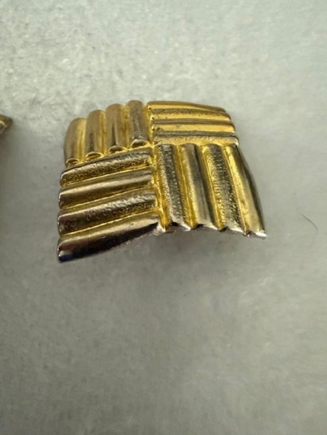 Vintage Gold Tone Textured Square Clip On Earrings 1.25 inches