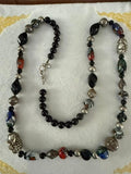 34" Artisan Lampwork Glass Bead Necklace Boho Multicolor Statement