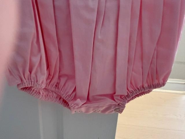 Fantaisie Bebes Pink Smocked Floral Ruffle Bubble Romper Baby Girl 18M NWT