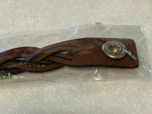 New 8” Brown Leather Braided Rhinestone Bracelet Black Gold Silver