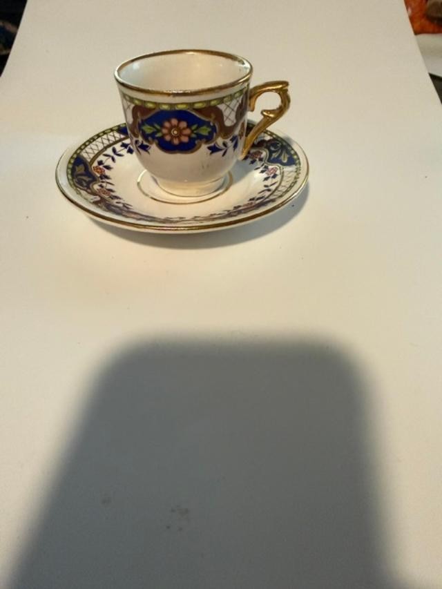 Vintage Alemdar Porselen Turkey Demitasse Cup & Saucer Floral Gold Gilt