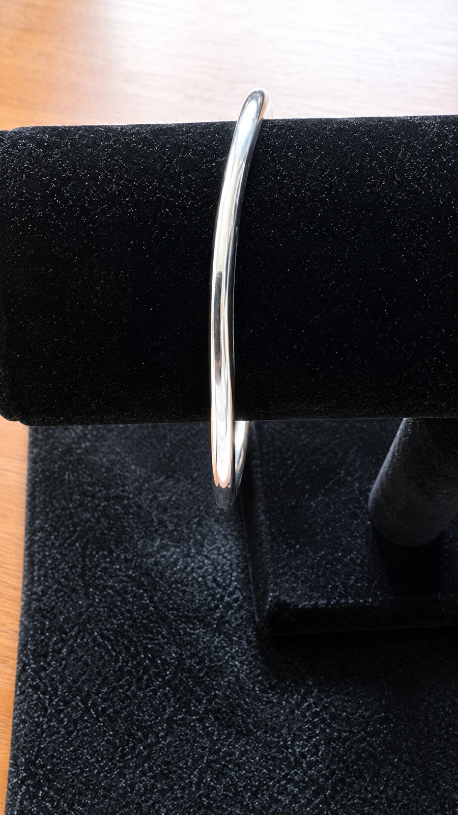 Silver Tone Thin Bangle Bracelet 3-inch diam. Polished Slip on Minimalist