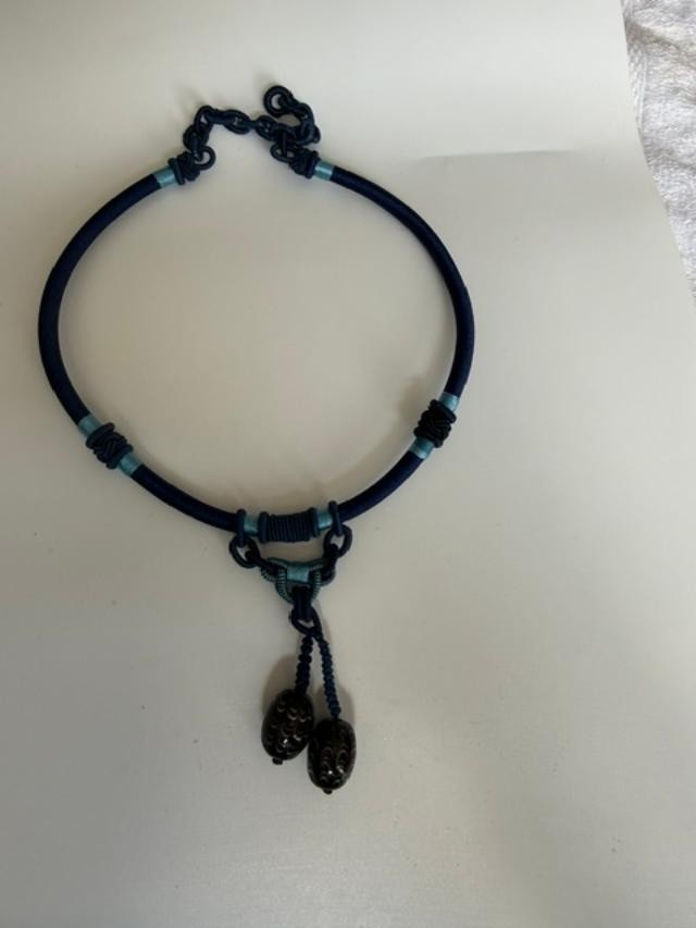 Unbranded Lampwork Glass Bead Dangle Cord Necklace Chinese Knot Boho Artisan