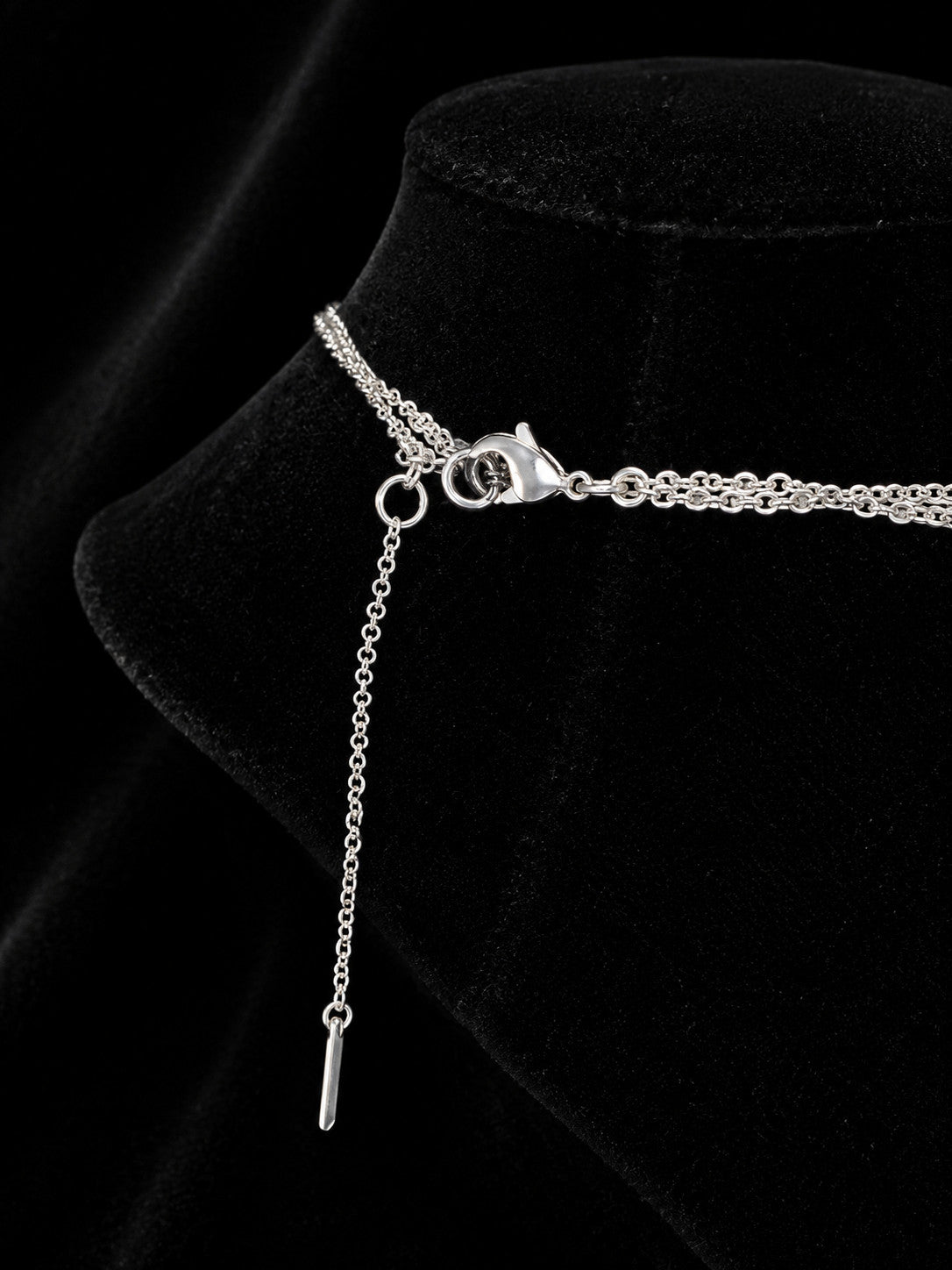 Nine West Silver Tone Long Bar Pendant Necklace 25" Open Minimalist Layered Look