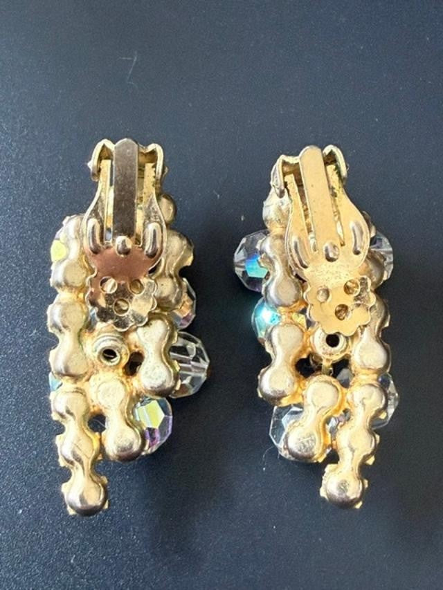 Vintage AB Rhinestone Earrings clip-on