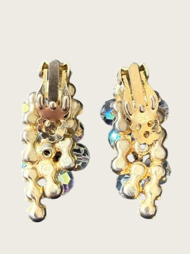 Vintage AB Rhinestone Earrings clip-on