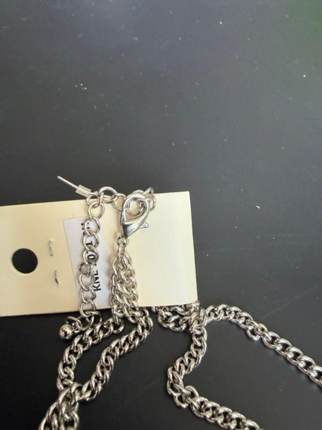 Silver Tone Multi Chain Statement Necklace Layered Oval Link Draped Fashion Jewe