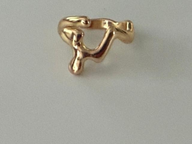 Gold Tone Abstract Open Bypass Adjustable Ring Size 8