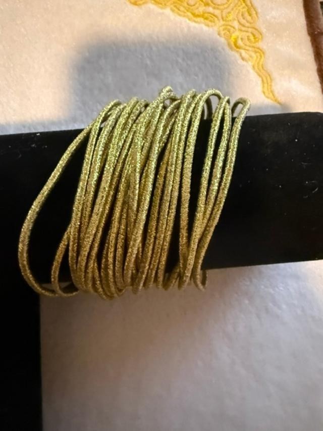 : Gold Metallic Multi-Strand Cord Cuff Bracelet Magnetic Clasp 7.5”