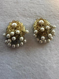 Vintage Gold tone a Faux Pear clip-on Earrings 1.5-inch diam.