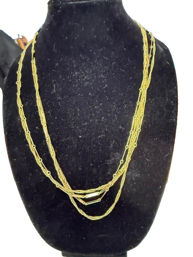 Celebrity NY Long Layered Chain Necklace Gold Tone Classic 54 Inch Vintage