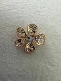 New Never Worn Rhinestone Flower Brooch Gold Tone Pin 1 Inch
