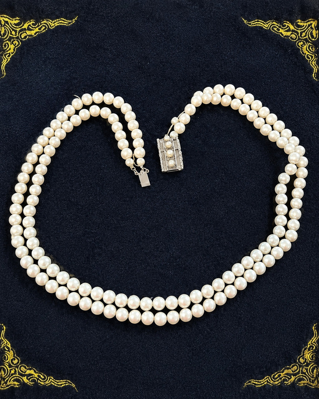 Vintage Sarah Coventry Double Strand Faux Pearl Necklace 22 Inch 8mm Signed