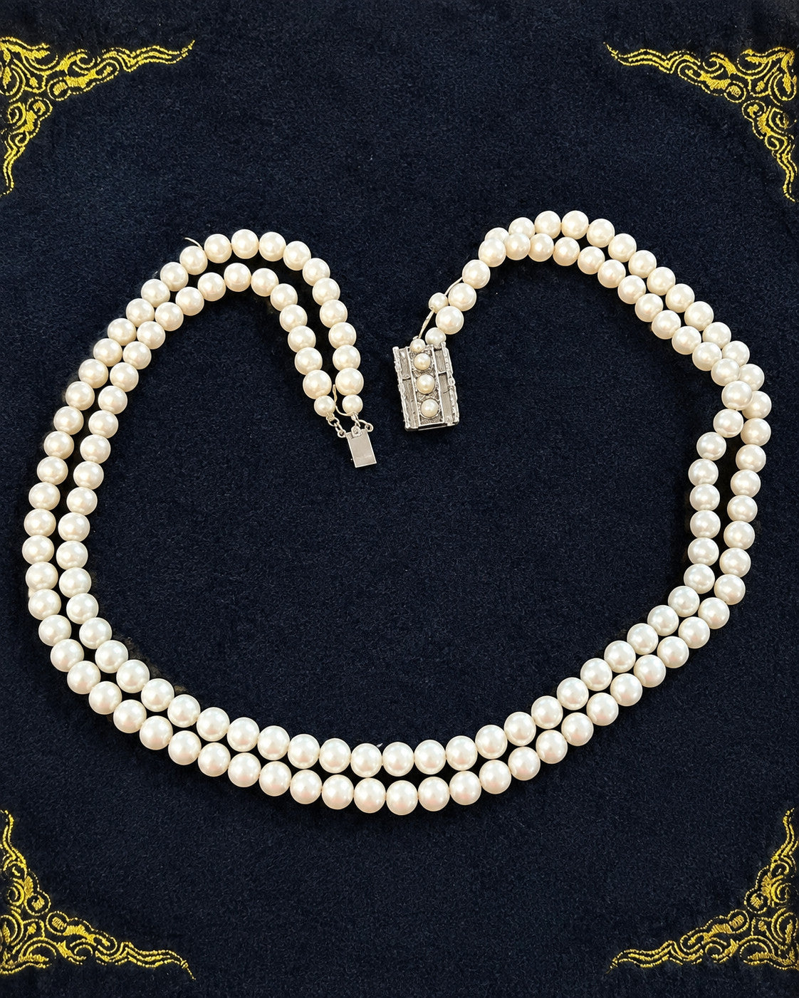 Vintage Sarah Coventry Double Strand Faux Pearl Necklace 22 Inch 8mm Signed