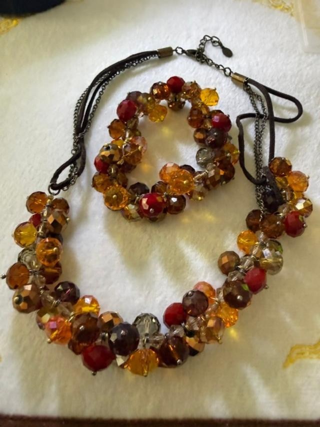 Ali Khan New York Vintage Cluster Crystal Bead Necklace/Bracelet Set