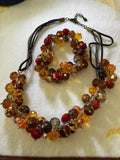 Ali Khan New York Vintage Cluster Crystal Bead Necklace/Bracelet Set