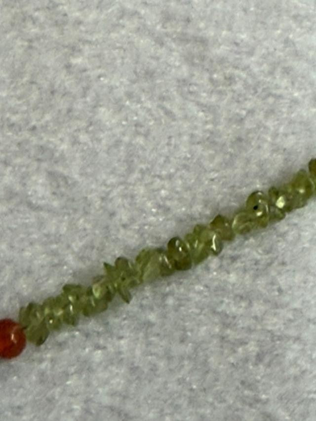 Signed © LV Peridot Chip Artisan Heart Pendant Necklace 18 Inch