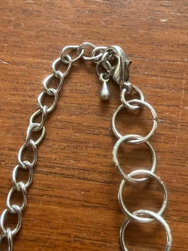 Silver Tone Textured Interlocking Circle Link Necklace 32" + 3" Extender