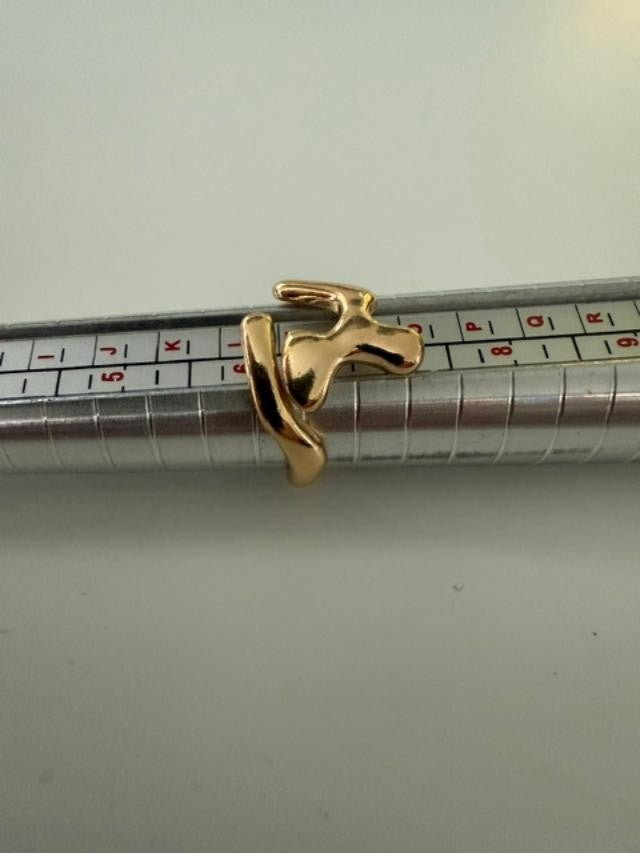 Gold Tone Abstract Open Bypass Adjustable Ring Size 8
