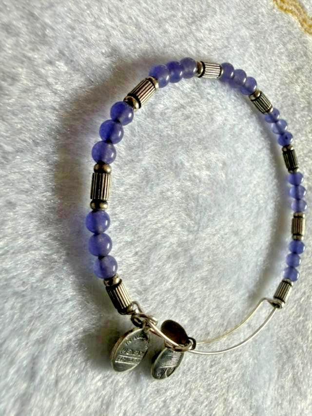 Alex and Ani Blue Beaded Adjustable Wire Bangle Bracelet Made in USA