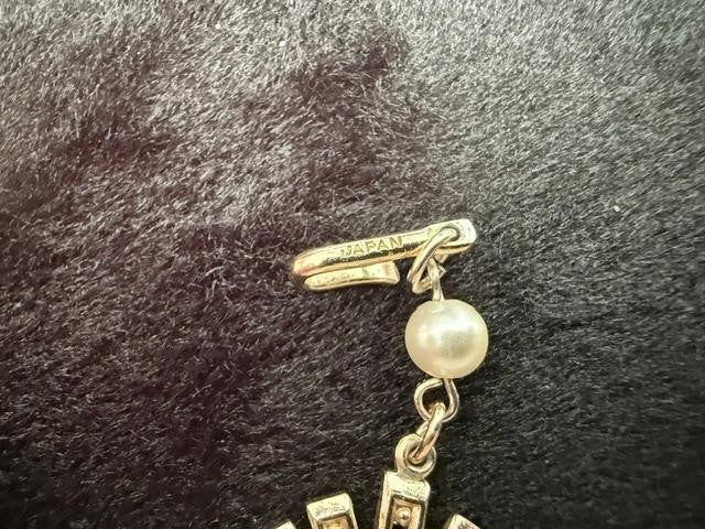 Vintage 3 Strand Beaded Necklace Clear Aurora Borealis Beads Faux White Pearls