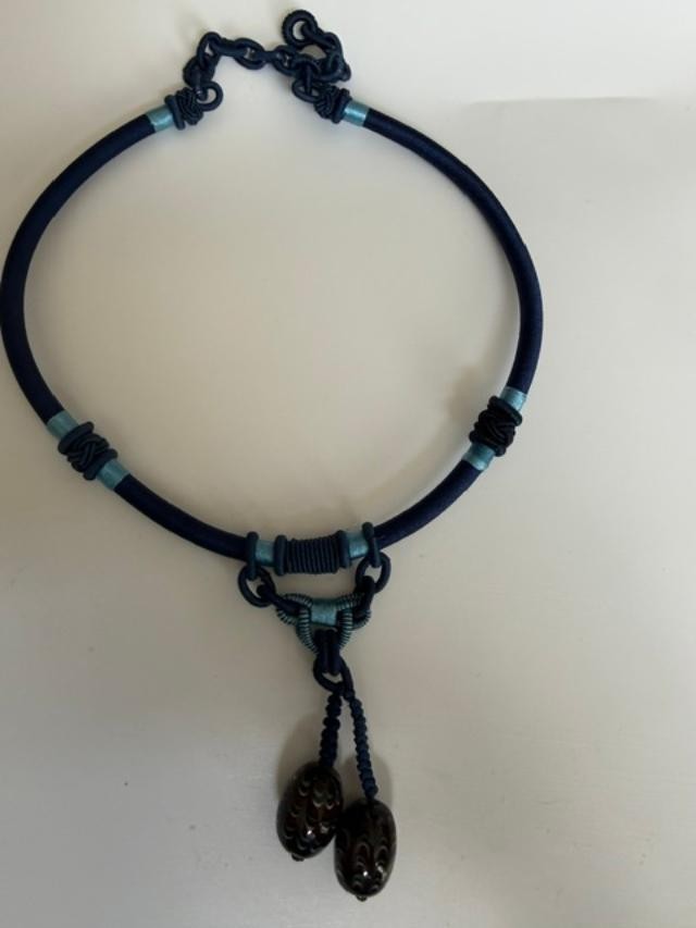 Unbranded Lampwork Glass Bead Dangle Cord Necklace Chinese Knot Boho Artisan