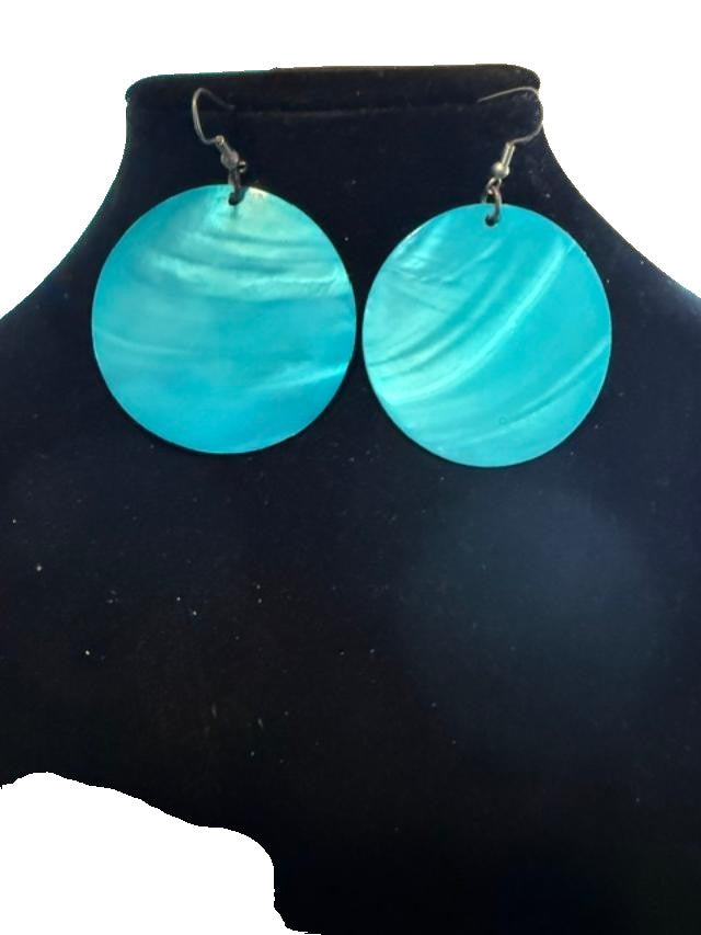 Round Circle Sea Shell Drop Earrings for Women Bohemian Statement 2 inch diamete