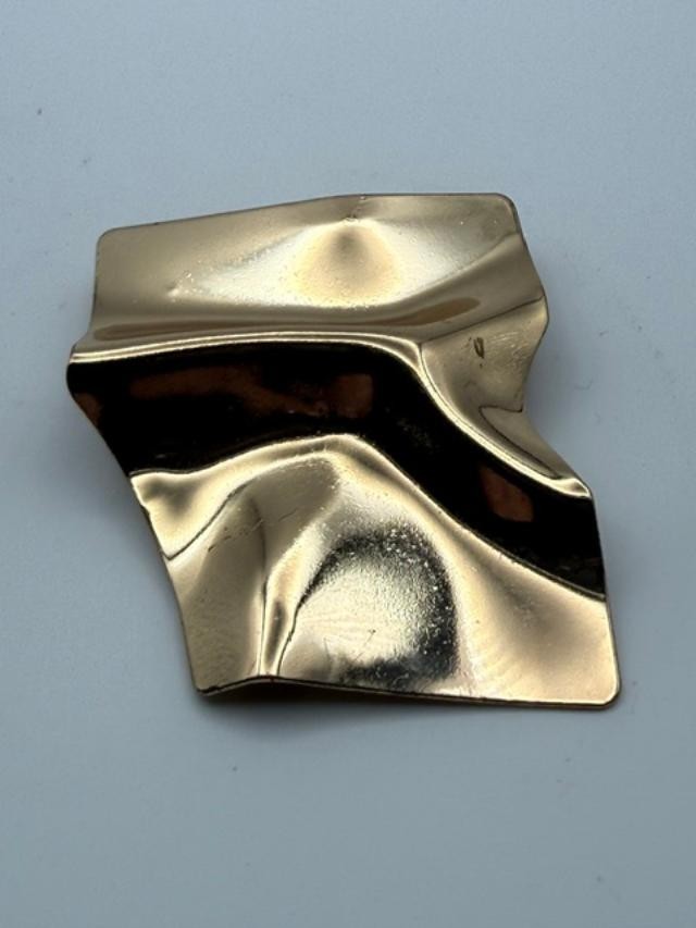 Vintage Ebba Gold Tone Modernist Abstract Brooch Pin Converted Earring 2" Sculpt