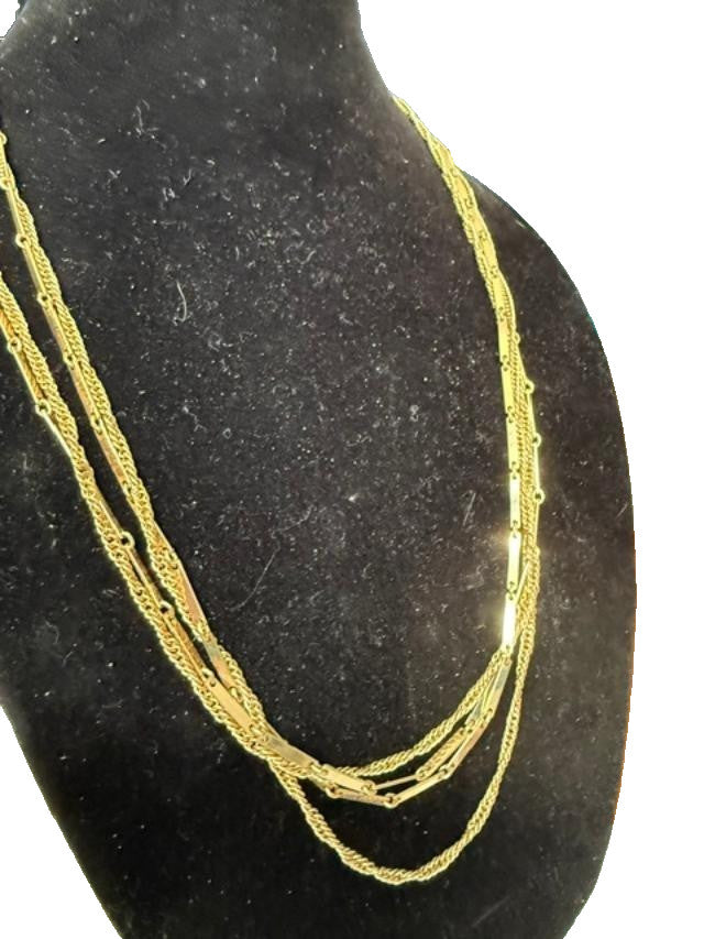 Celebrity NY Long Layered Chain Necklace Gold Tone Classic 54 Inch Vintage