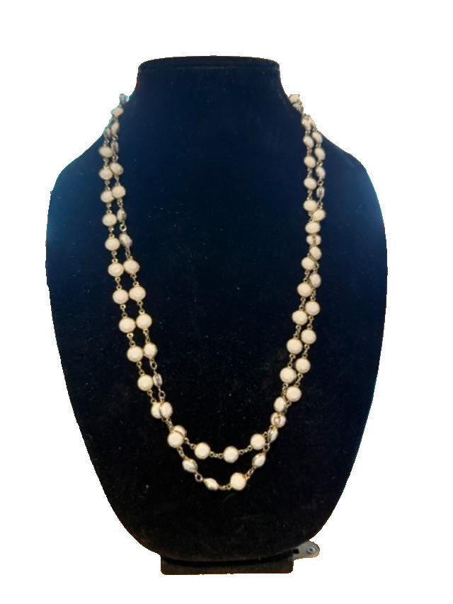 54 inch white bead necklace