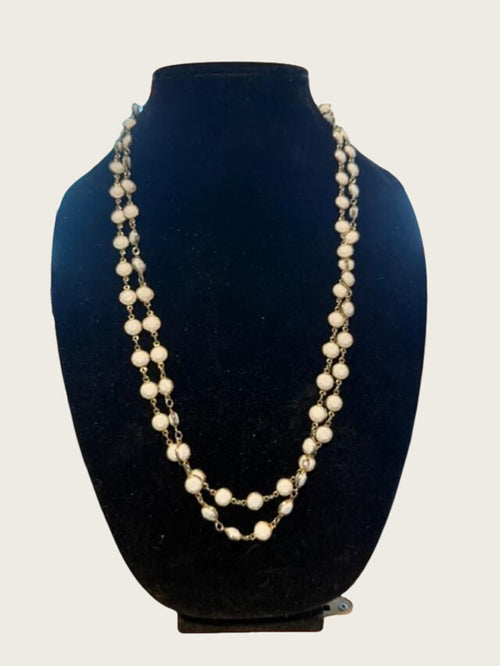 54 inch white bead necklace