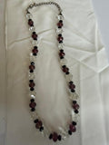 Vintage Faceted Purple and Clear Glass Necklace.  18"