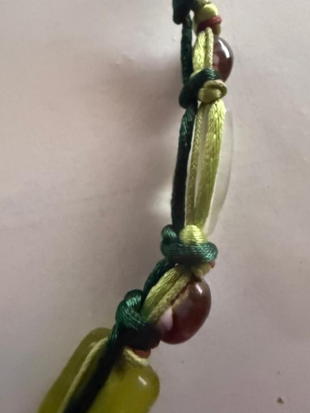 Vintage Colorful Glass Bead Cord Necklace & Earrings Set aprox 20 inch