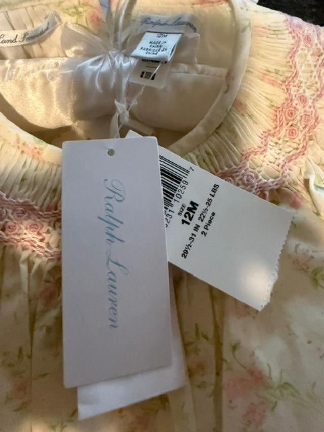 NWT Ralph Lauren Baby Collection Floral Smocked Dress Bloomers 12M