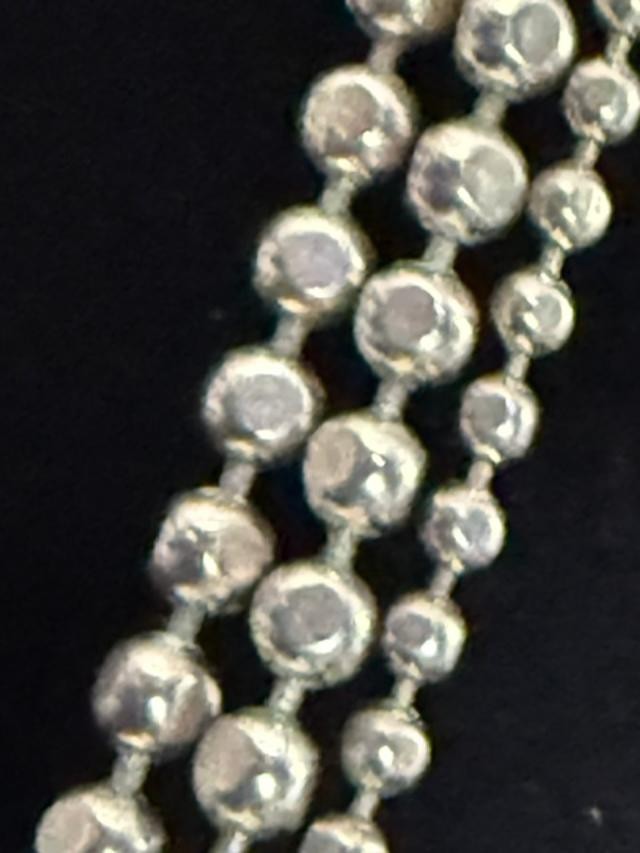 48 inch sliver bead necklac tripple strand