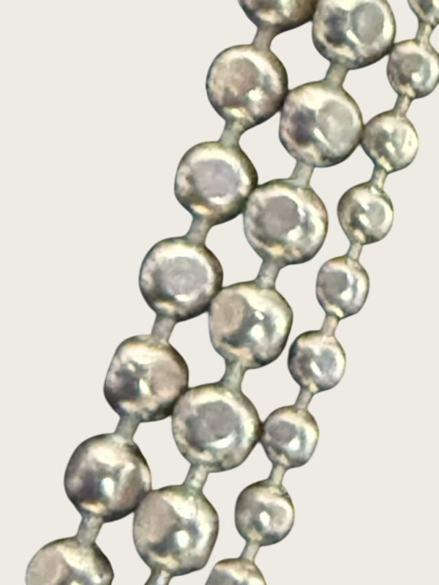 48 inch sliver bead necklac tripple strand